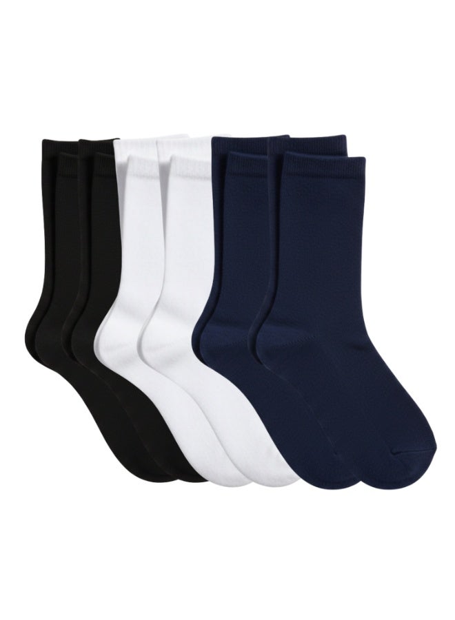 بيير دونا جوارب طويلة للأولاد عبوة 6 قطع – ألوان متعددة كحلي / أبيض / أسود | مزيج قطن ناعم | قابلة للتنفس ومرنة لراحة فائقة | للمدرسة والاستخدام اليومي | العمر 7–9 سنوات - Image 1